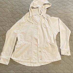 Cabi Soho Hoodie 5152 White Size Small Snap Front Cinch Back